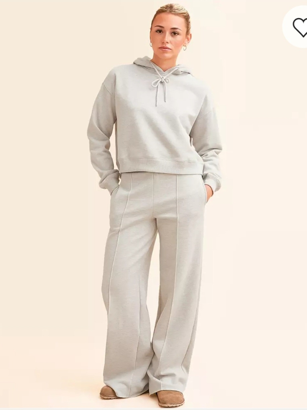 GUC GILDED INTENT from Buckle Wide-Leg High-Rise Sweatsuit Set in Light Gray